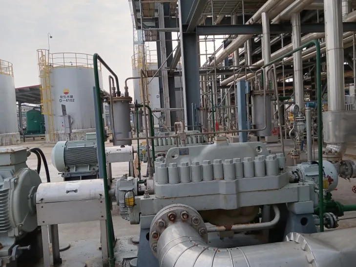Multistage centrifugal pump before replacement at the Anyue purification plant