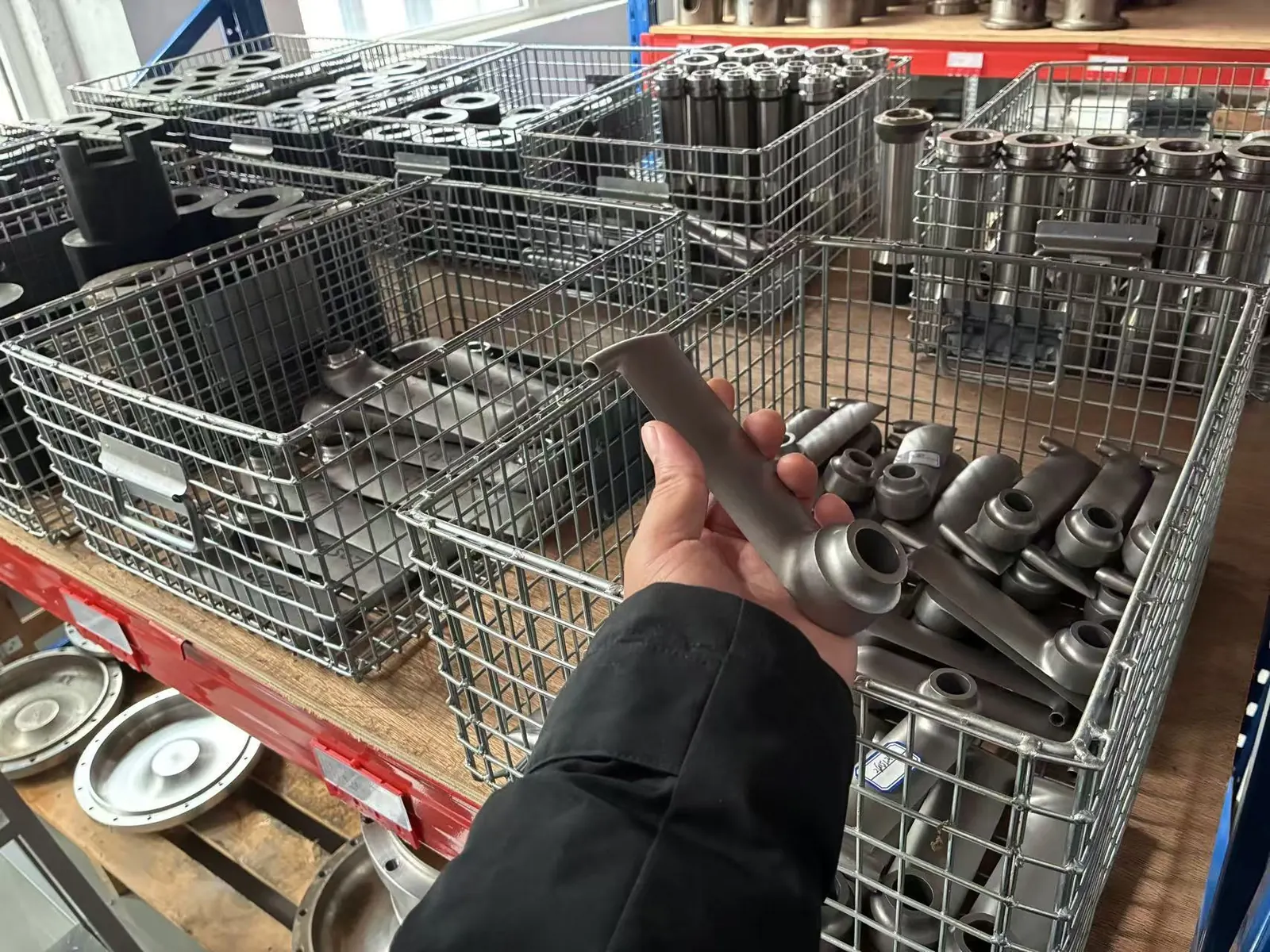Replacement pick-up tubes for pitot tube pumps stored in wire stock baskets
